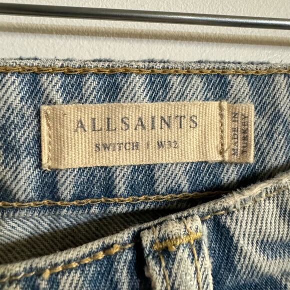 AllSaints Switch Distressed Mens Bermuda Jean Denim Shorts Blue Size 32 - Picture 9 of 9